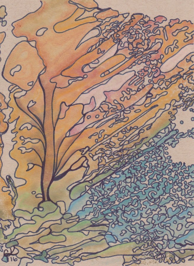 Alcohol Ink on Toned Tan - Tree